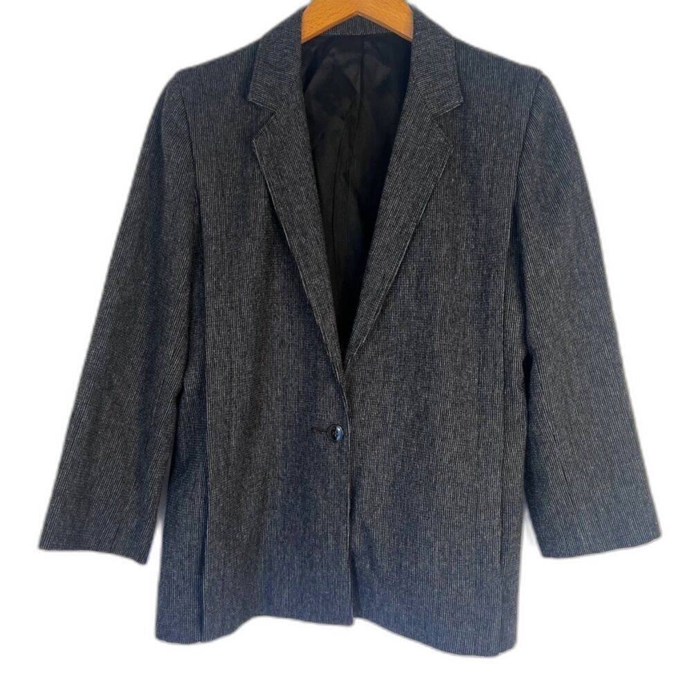 Raphaelo Dark Gray Wool Blend Single Breasted One Button Blazer‎ Size MD